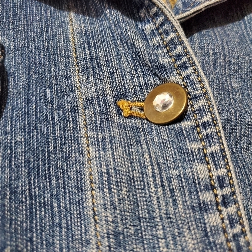 Vintage 2000s Y2k 00s Jean Jacket Rhinestones Bling Erika - Picture 4 of 11